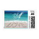 Custom Monogram Tropical Wedding Postage stamp