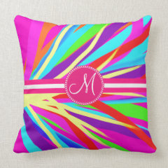 Custom Monogram Vivid Color Paint Brush Strokes Pillows