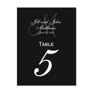 Custom Monogram Wedding Table Number Cards postcard