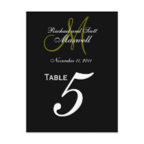 Custom Monogram Wedding Table Number Cards Post Cards