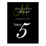 Custom Monogram Wedding Table Number Cards Post Cards