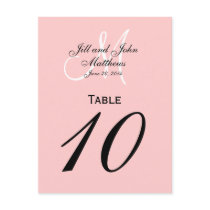 Custom Monogram Wedding Table Number Pink Post Card