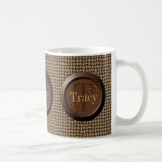 Custom monogram with basket weave pattern coffee mug