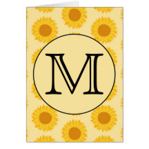 Custom Monogram, with Yellow Sunflowers. Greeting Card