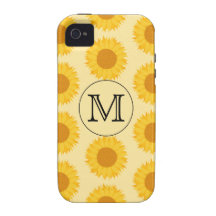Custom Monogram, with Yellow Sunflowers. Vibe iPhone 4 Cases