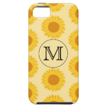 Custom Monogram, with Yellow Sunflowers. iPhone 5 Covers