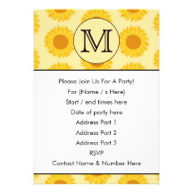 Custom Monogram, with Yellow Sunflowers. Announcement