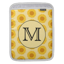 Custom Monogram, with Yellow Sunflowers. Sleeves For iPads