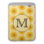 Custom Monogram, with Yellow Sunflowers. MacBook Air Sleeve