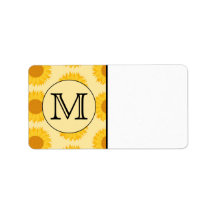 Custom Monogram, with Yellow Sunflowers. Labels