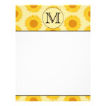 Custom Monogram, with Yellow Sunflowers. Letterhead Design