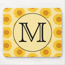Custom Monogram, with Yellow Sunflowers. Mouse Pad