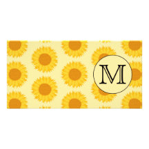 Custom Monogram, with Yellow Sunflowers. Photo Card Template