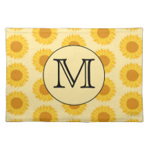 Custom Monogram, with Yellow Sunflowers. Place Mats