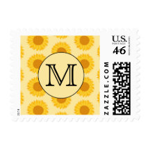 Custom Monogram, with Yellow Sunflowers. Postage