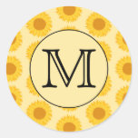Custom Monogram, with Yellow Sunflowers. Stickers
