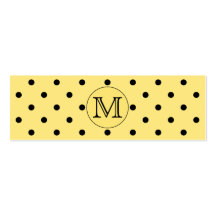 Custom Monogram Yellow and Black Polka Dot Pattern Business Card