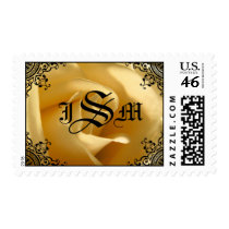 Custom Monogram Yellow Rose postage