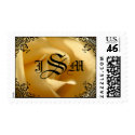 Custom Monogram Yellow Rose postage