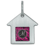 Custom Monogrammed Initial Hot Pink Black Zebra Pet ID Tags