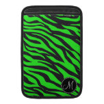 Custom Monogrammed Initial Neon Green Black Zebra Sleeve For MacBook Air