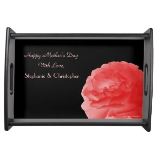 Custom Mother's Day Serving Tray Coral Pink Rose