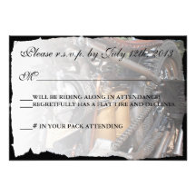 Custom Motorcycle Biker Wedding RSVP card