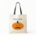 Custom mustache orange pumpkin trick or treat bag
