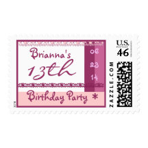 Custom Name 13th Birthday Party in PINK Postage Stamp