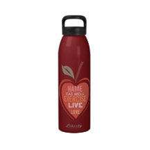 Custom Name Apple Good Heart Reusable Water Bottles