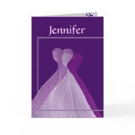 CUSTOM NAME Be My Bridesmaid with Purple Gowns card