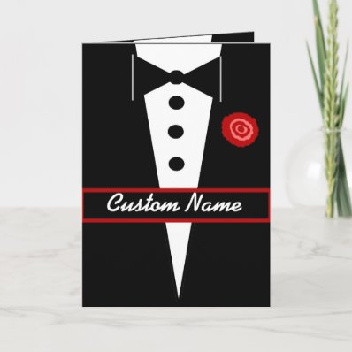 CUSTOM NAME Be My Groomsman Card with Tux and Rose