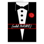 CUSTOM NAME Be My Groomsman Card with Tux and Rose