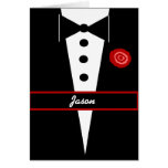 CUSTOM NAME  Be My Groomsman Card with Tux & Rose