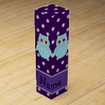 Custom name bling owl diamonds purple diamonds wine bottle box