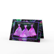 Custom Name BRIDESMAID Card VIOLET PURPLE Gowns card