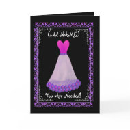 (Custom Name) BRIDESMAID Invitation PURPLE Gown card