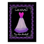 (Custom Name) BRIDESMAID Invitation PURPLE Gown cards