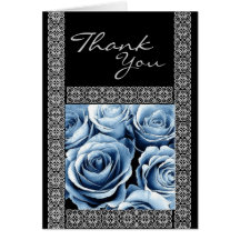 CUSTOM NAME - Bridesmaid Thank You ICE BLUE Roses Cards
