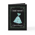 CUSTOM NAME - Bridesmaid TURQUOISE Flowered Dress cards