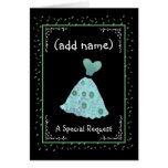 CUSTOM NAME - Bridesmaid TURQUOISE Flowered Dress cards