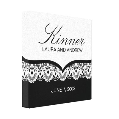 Custom Name Canvas with Lace (black and white) Stretched Canvas Prints