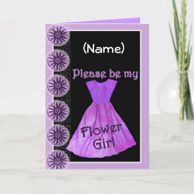 CUSTOM NAME Flower Girl Invitation PURPLE Dress Card