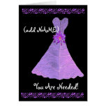 (Custom Name) JUNIOR BRIDESMAID PURPLE Gown cards