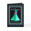CUSTOM NAME Matron of Honor TEAL GREEN Gown cards