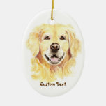 Custom Name, Monogram Text Golden Retriever Dog Christmas Ornament