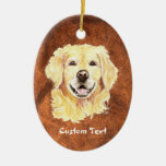 Custom Name, Monogram Text Golden Retriever Dog Ornaments