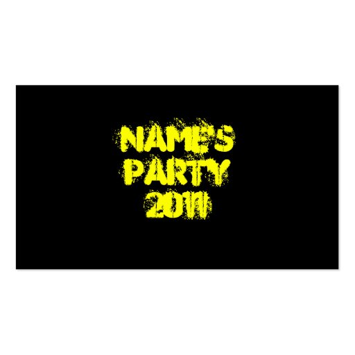 Custom Name. Party 2011. Yellow and Black Business Card Template (front side)