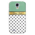 Custom Name Peapod Green, White Black Polka Dots Samsung Galaxy S4 Cases
