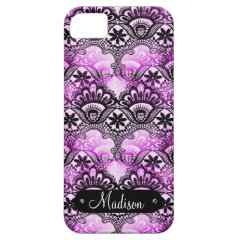 Custom Name Personalized Purple Lace Damask iPhone 5 Case